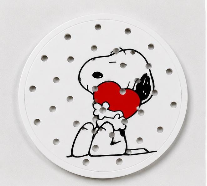 ninja slushie drip tray Snoopy with heart drawing