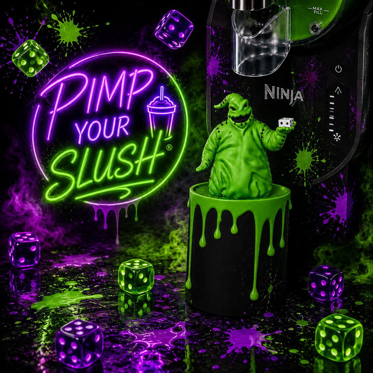 💚 Slime Monster Dice Sleeve – Compatible with Ninja Slush® 🎲